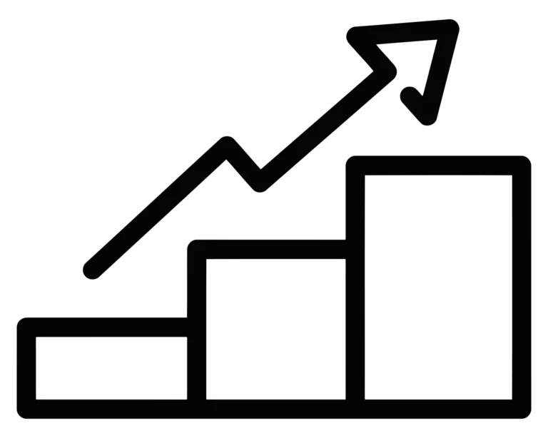 Abstract upward growth progress icon with step bars