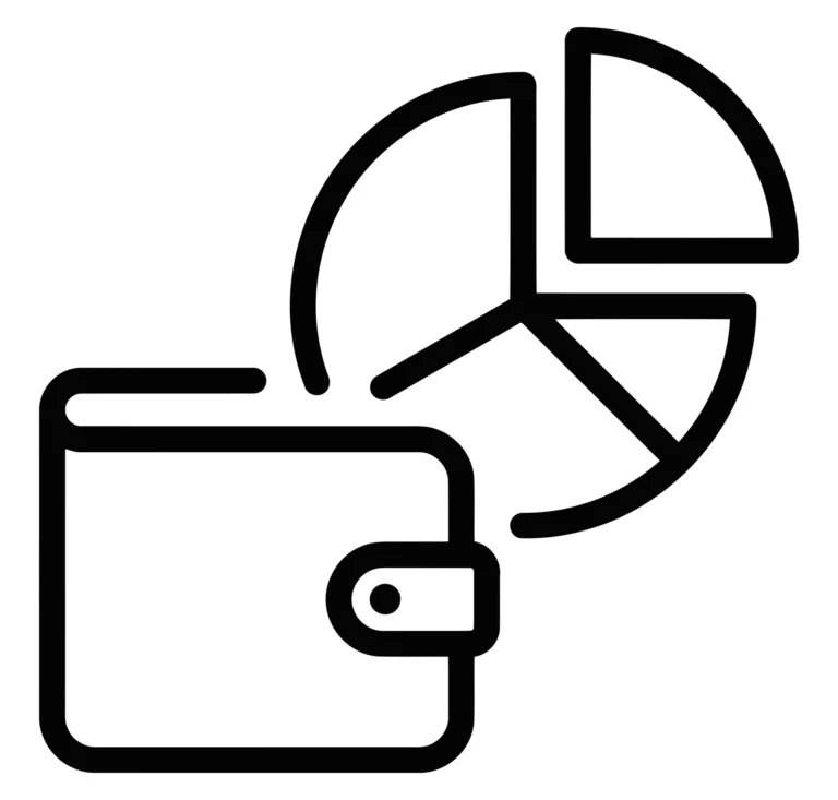 Minimalist wallet with pie chart overlay icon