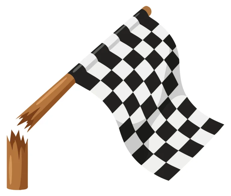 Checkered flag with wooden handle vector illustration
