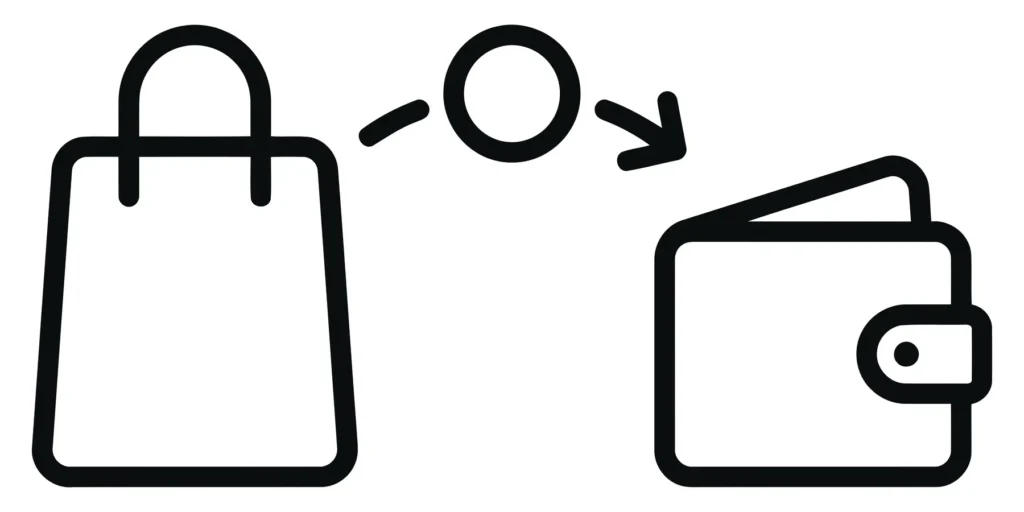 Shopping bag to wallet payment icon illustration djhrfghdghgdfhfghdgfhdghf (751)