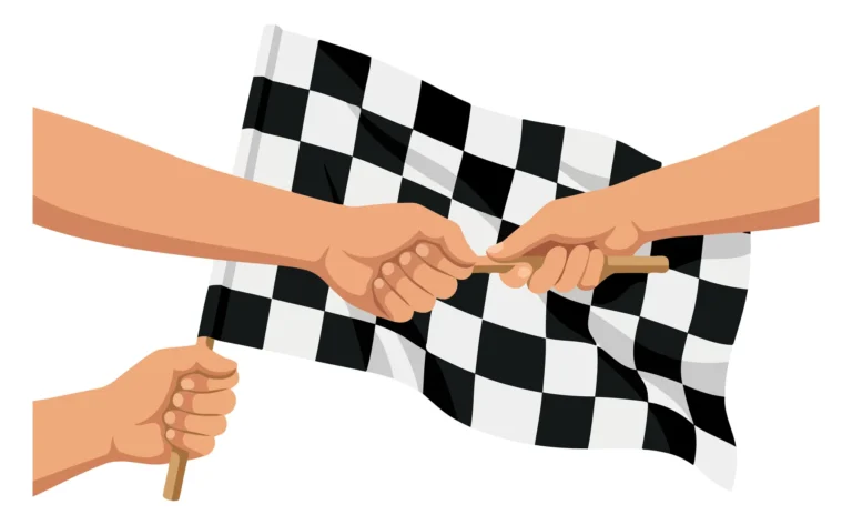 Handshake with Checkered Flag Overlap