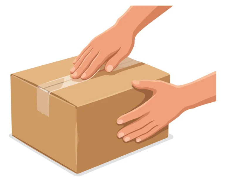 Person opening a cardboard shipping box with hands