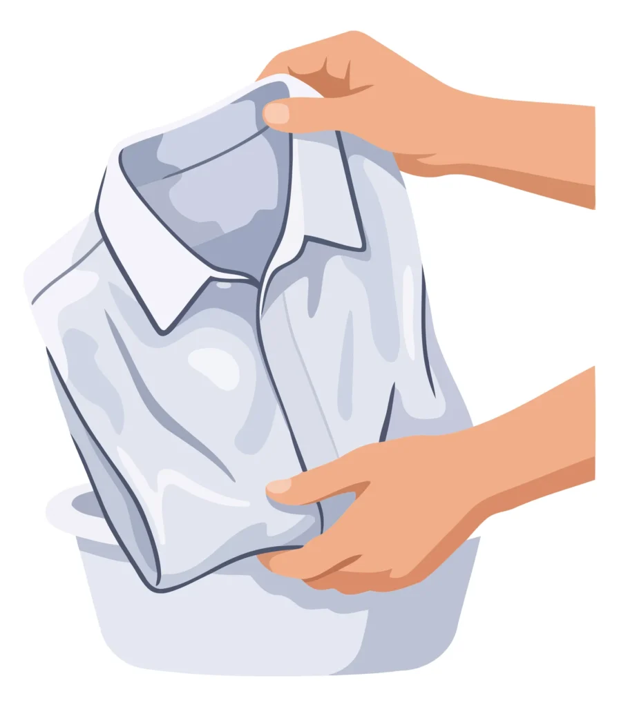 Hand adjusting a light blue button-up shirt collar djhrfghdghgdfhfghdgfhdghf (820)