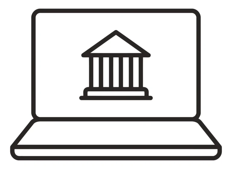 Minimalist Academic Building Icon on Laptop Screen