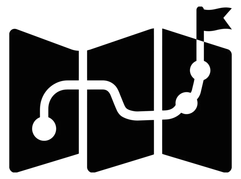 Minimalist Map with Path and Flag Icon