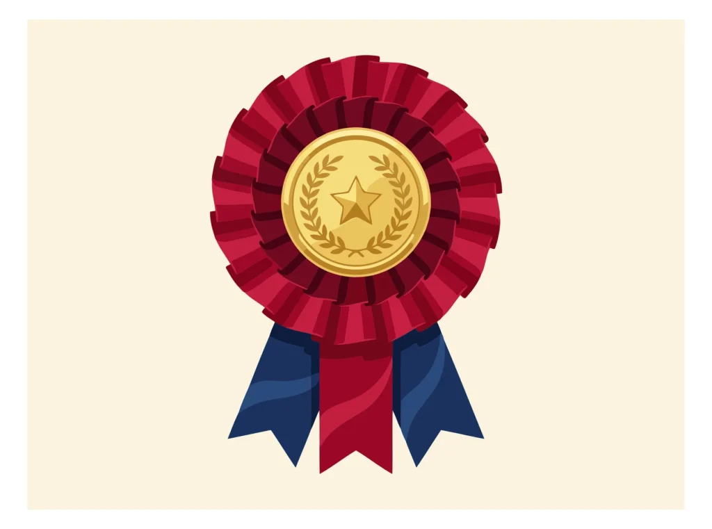 Elegant award ribbon with star emblem and blue accents djhrfghdghgdfhfghdgfhdghf (876)