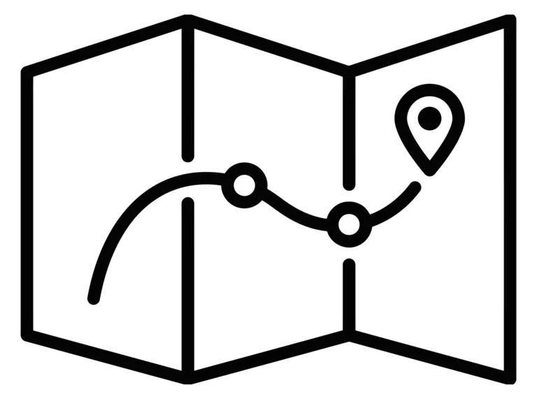 Minimalist Travel Route Map Icon with Pin
