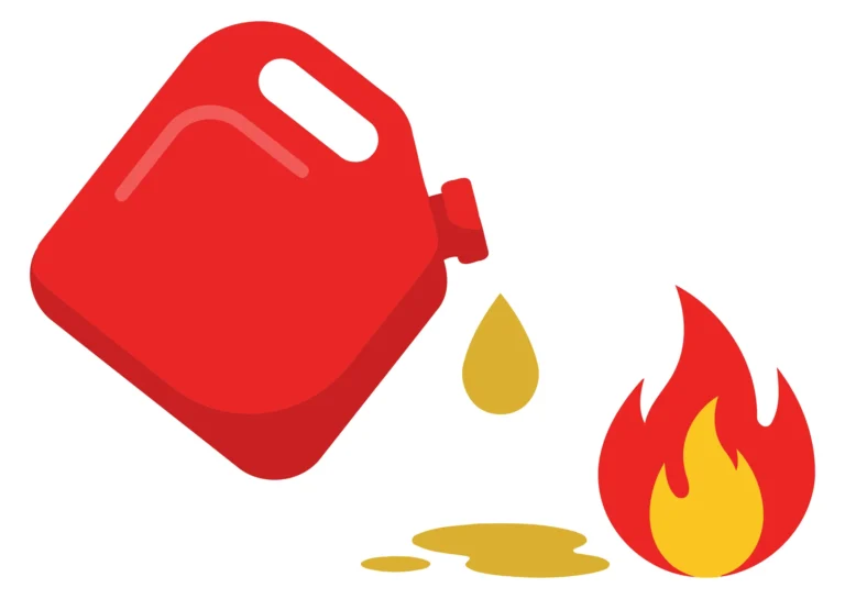 Vector illustration of fuel spill causing fire hazard
